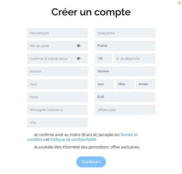 Processus d'inscription Stonevegas Casino