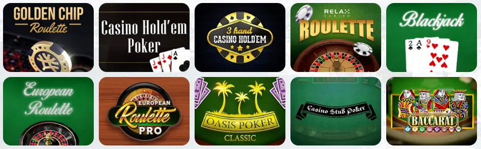 Jeux de table au STONEVEGAS CASINO
